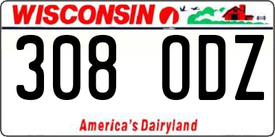 WI license plate 308ODZ