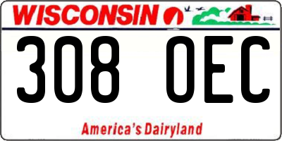 WI license plate 308OEC