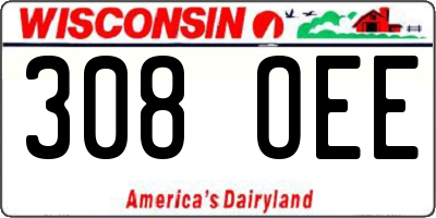 WI license plate 308OEE