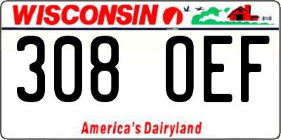 WI license plate 308OEF