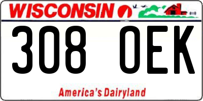WI license plate 308OEK