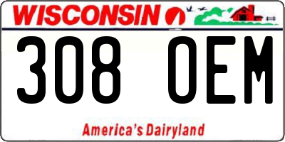 WI license plate 308OEM