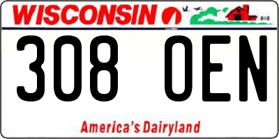WI license plate 308OEN