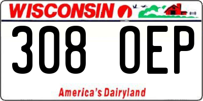 WI license plate 308OEP