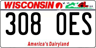 WI license plate 308OES
