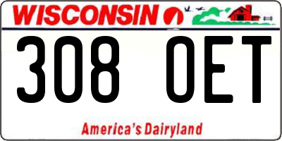 WI license plate 308OET