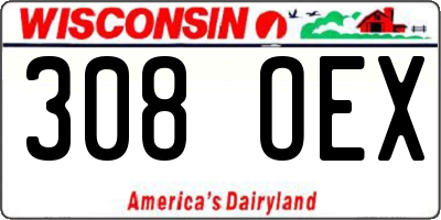 WI license plate 308OEX