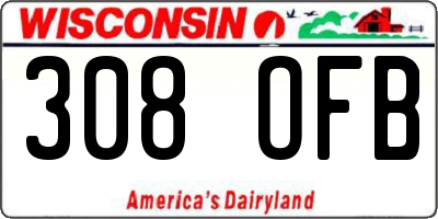 WI license plate 308OFB