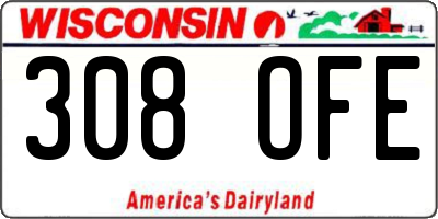 WI license plate 308OFE