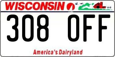 WI license plate 308OFF