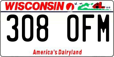 WI license plate 308OFM