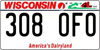WI license plate 308OFO