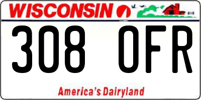 WI license plate 308OFR