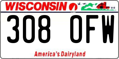 WI license plate 308OFW