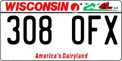 WI license plate 308OFX