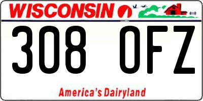 WI license plate 308OFZ