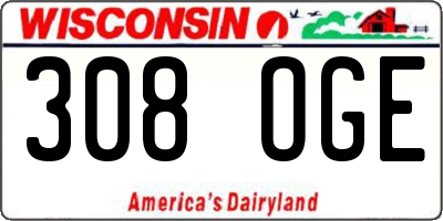 WI license plate 308OGE
