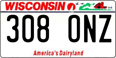 WI license plate 308ONZ