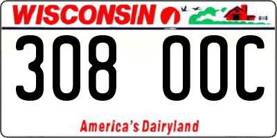 WI license plate 308OOC