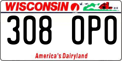 WI license plate 308OPO