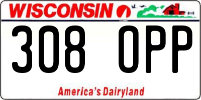 WI license plate 308OPP