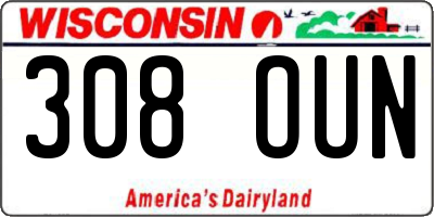 WI license plate 308OUN