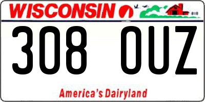 WI license plate 308OUZ