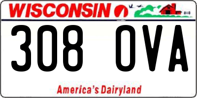 WI license plate 308OVA