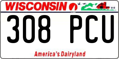 WI license plate 308PCU
