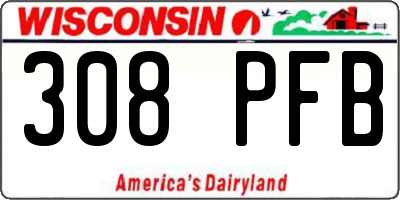 WI license plate 308PFB
