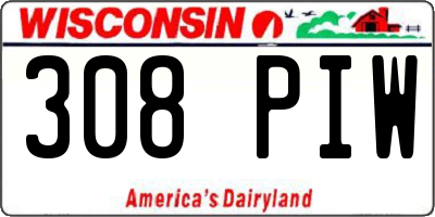 WI license plate 308PIW