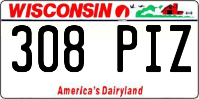 WI license plate 308PIZ