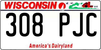 WI license plate 308PJC