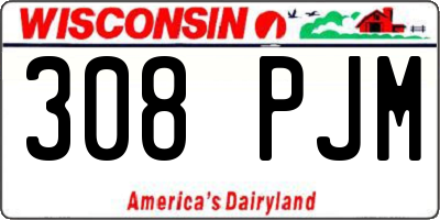 WI license plate 308PJM