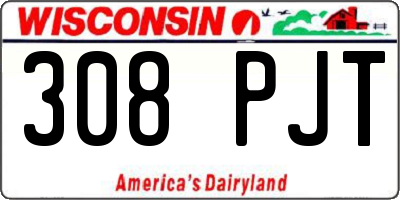 WI license plate 308PJT