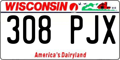 WI license plate 308PJX