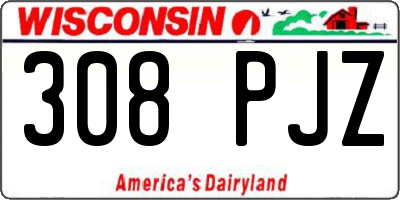 WI license plate 308PJZ