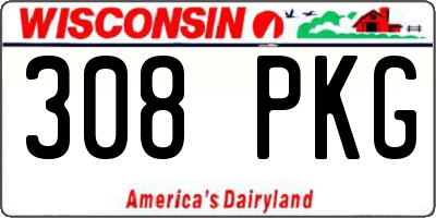 WI license plate 308PKG