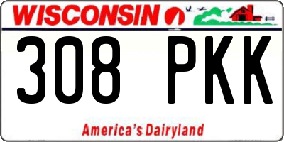 WI license plate 308PKK