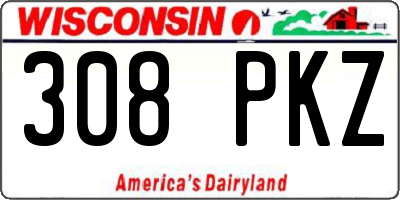 WI license plate 308PKZ