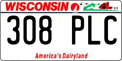 WI license plate 308PLC