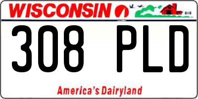 WI license plate 308PLD