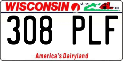 WI license plate 308PLF