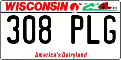 WI license plate 308PLG