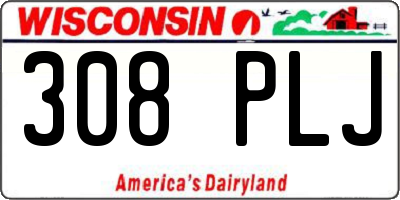 WI license plate 308PLJ