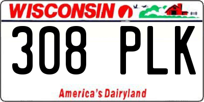 WI license plate 308PLK