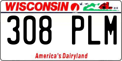 WI license plate 308PLM