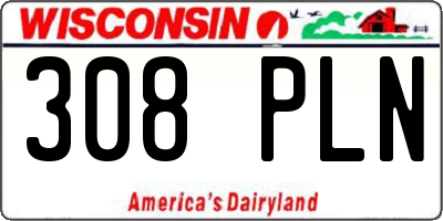 WI license plate 308PLN