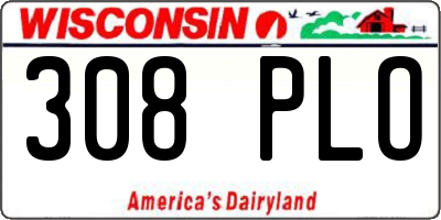 WI license plate 308PLO