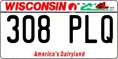 WI license plate 308PLQ